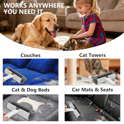 Pet Hair Remover, Roller, Remove Dog Hair and Cat Hair Easily. White.