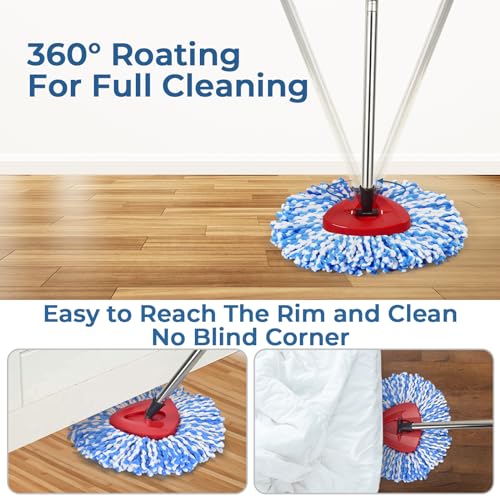 Matthew Cleaning 12Pack Blue Microfiber Spin Mop Replacement Head Compatible with EasyWring Spin Mop Replace Head-EasyWring High Absorbency,Machine Washable,Microfiber Spin Mop Refills - color: Blue, size: 12 Count