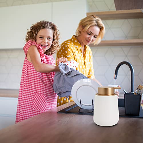 Soap Dispenser Ceramic with Easy-to-Press Pump Hand Lotion Liquid Dispenser for Shampoo Bathroom Kitchen 12 oz - color: Liquid-whitemattegold