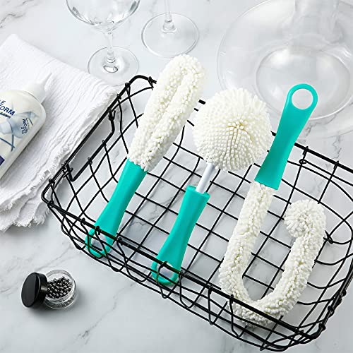 Boao 3 Pcs Decanter Cleaning Brush Wine Glass Decanter Flexible Bottle Brush Set with Cleaning Beads Household Tools for Bottle Goblets Glasses Cups (Blue) - color: Green