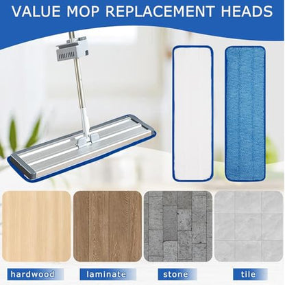3 Pack of 18 inch Microfiber Mop Pad Universal for Commercial/Industrial/Professional use. Fits 16-18 Inch Heads Heavy Duty Wet & Dry Cleaning Reusable Mop Refills Fit for Most Flat Mops - size: 3