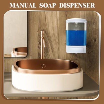 Hushee 8 Pcs Plastic Wall Mounted Soap Dispenser Commercial Manual Soap Containers Wall Dispenser for Kitchen Shower Hotel Liquid Shampoo Gel Chamber (33.8 oz 1000 ml,White) - color: White, size: 33.8 oz 1000 ml