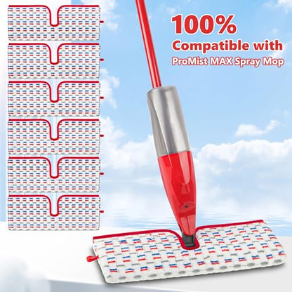 Microfiber Reusable Mop Pads Compatible with O-Cedar Promist MAX, Mop Heads Replacement Thicken Refills Wet Dry Mopping Dual-Sides Use for All Floor Surfaces(6 Pack) - size: 6 PACK