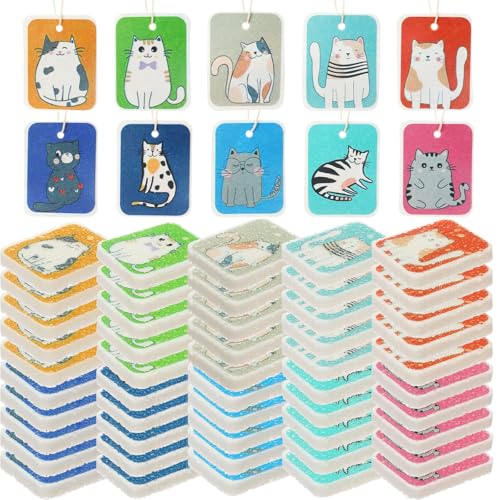 Maxdot 50 Counts Compressed Cellulose Sponges Bulk Cat Style Natural Kitchen Compostable Non Scratch Dish Sponges for Washing Dishes, Cleaning Countertop Sink, Kids DIY - style: Cat Style