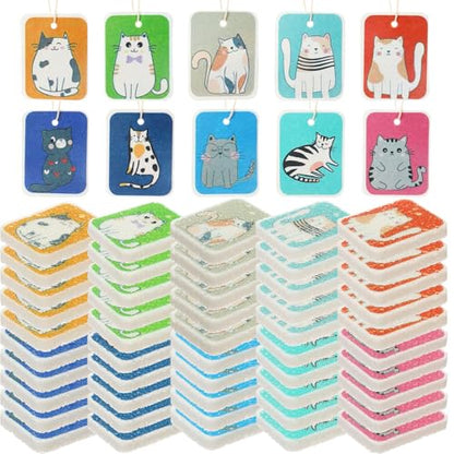 Maxdot 50 Counts Compressed Cellulose Sponges Bulk Cat Style Natural Kitchen Compostable Non Scratch Dish Sponges for Washing Dishes, Cleaning Countertop Sink, Kids DIY - style: Cat Style