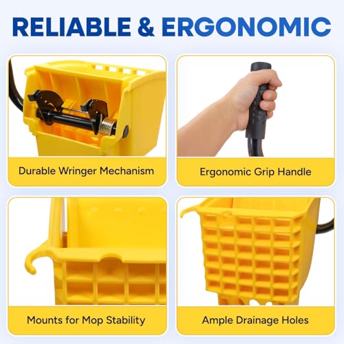 Plastic Prince Mop Wringer Only Side Press Wringer Replacement for Plastic Prince 26-Quart or 35 Quart Commercial Mop Bucket on Wheels, Yellow Pack of 2