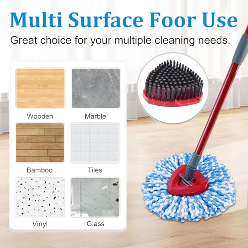 Mop Heads Replacements for O-Cedar RinseClean 2-Tank Spin Mop, Mop Replace Head for O Cedar, Spin Mop Heads for Ocedar Includes 3 Pack Mop Refills, 2 Upgrade Scrub Brush, 1 Mop Base for O-Cedar Mop - size: for ocedar rinseclean 2-tank