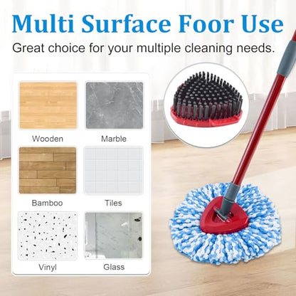 Mop Heads Replacements for O-Cedar RinseClean 2-Tank Spin Mop, Mop Replace Head for O Cedar, Spin Mop Heads for Ocedar Includes 3 Pack Mop Refills, 2 Upgrade Scrub Brush, 1 Mop Base for O-Cedar Mop - size: for ocedar rinseclean 2-tank