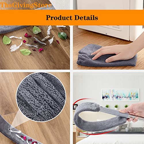4PCS Ceiling Fan Duster with Extension Pole 16-98'', Microfiber Dust Brush + Gap Mop + Chenille Duster + Retractable Pole, Bendable Washable Feather Dusters for Cleaning Ceilings, Wall and Car
