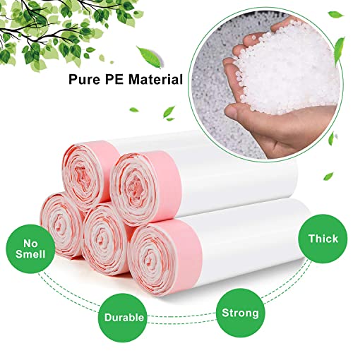 4 Gallon Small Trash Bags Drawstring - Clear White Garbage Bag 5 Rolls 125 Count No Scented Thick Durable Strong Mini Plastic Can Liners for Kitchen Offic or Outdoor Hiking - color: Drawstring-4Gal125