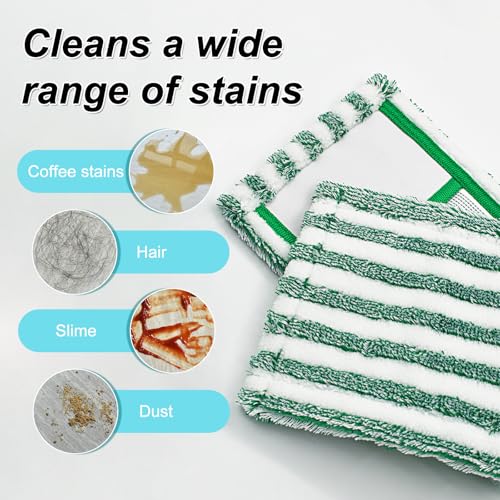 Microfiber Mop Pad Refills Compatible with Libman Wet & Dry Microfiber Mop,Reusable Mop Head Replacement for Multi Surface Floor Wet/Dry Cleaning,2 Pack Microfiber Dust Mop Pads Refills,Green/White