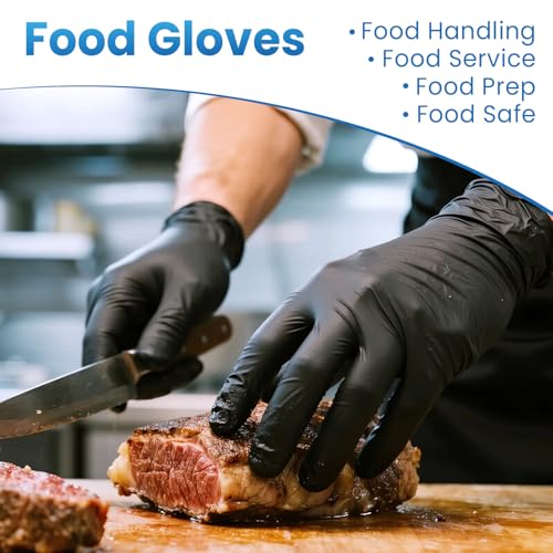 Borje Nitrile Gloves Medium, 1000 Count Disposable Gloves, Black, Latex-Free Powder-Free, Medical Exam, Food Safe, Cleaning, Cooking - size: Medium, style: Black of 1000