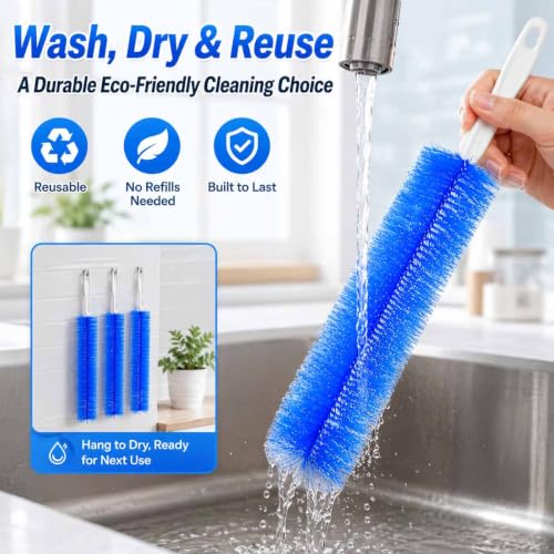 Bendable Microfiber Head, Reusable Dust Remover, 2026 New Fan Cleaning Brush Bendable Cobweb Duster Washable ldeal for Electric Fans Air Conditioning, Home Car Vents, Curtain (2Pcs Blue) - color: 2pcs Blue