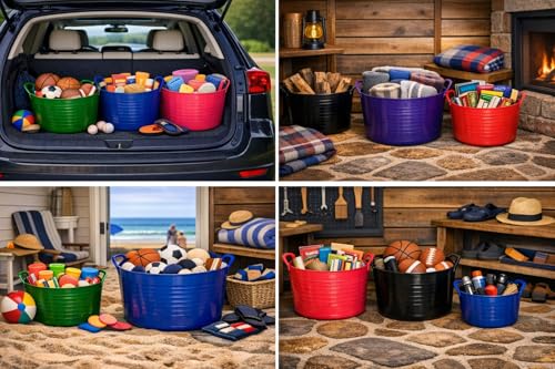 Red Gorilla Medium Flexible Plastic Tub, Toy Storage, Laundry, Gardening & More, 26 Liter/6.8 Gallon, Blue - color: Blue