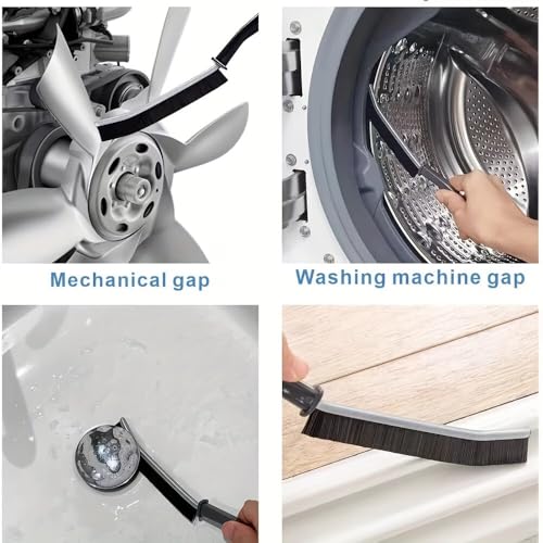 2 Pack Hard Bristle Gap Cleaning Brush Set, Tile Grout Cleaner Tool for Bathroom Kitchen Sink Toilet, Narrow Track Groove Scrubbing Brush with Handle