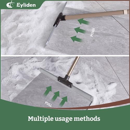Eyliden 17" Rubber Floor Squeegee, Quick Water & Foam Removal Broom | Heavy-Duty, Dual-Action Push & Scrape, Squeegee for Shower Glass Concrete Garage Commercial Epoxy Floors