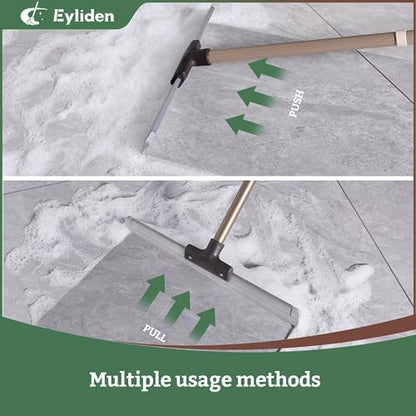 Eyliden 17" Rubber Floor Squeegee, Quick Water & Foam Removal Broom | Heavy-Duty, Dual-Action Push & Scrape, Squeegee for Shower Glass Concrete Garage Commercial Epoxy Floors
