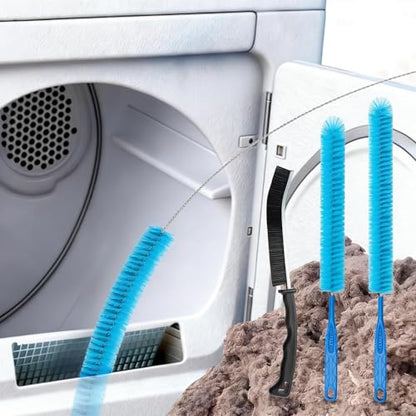 5Pcs Dryer Vent Cleaner Kit Dryer lint Brush Dryer Cleaning Brush Vent Cleaner, Drain Snake, pet Hair Remover Tool for Laundry Drains (30inch)