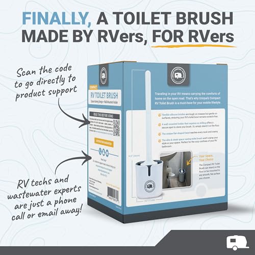 Unique RV Toilet Bowl Brush, Compact, Silicone Bristles, Won't Damage Toilets or Seals, Wall-Mount No-Drip Holder, Value Pack (Pack of 2) - size: 2 Compact Brushes