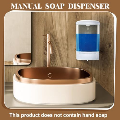 Hushee 2 Pcs Commercial Soap Dispenser Hand Wall Mounted Bathroom 33.8oz/1000ml Manual Soap Dispenser Liquid Containers with Pump White Shower Plastic Wash Wall Container Shampoo Gel for Kitchen Hotel - color: White, size: ['33.8 fl oz']
