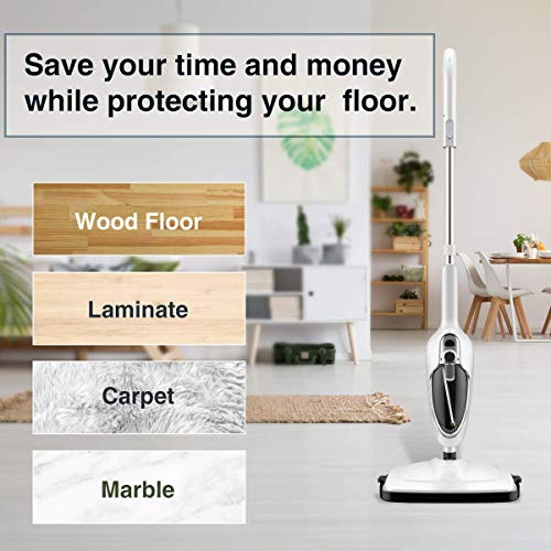 Steam Mop for Hardwood Cleaning, Steam Cleaner, Multipurpose Adapter Accessories, Floor Steamer, Lightweight, 20ft Power Cord, 2 Pads, 1200W, 300ml Water Capacity, 18 Secs Heat Up by Sandoo, SC1050