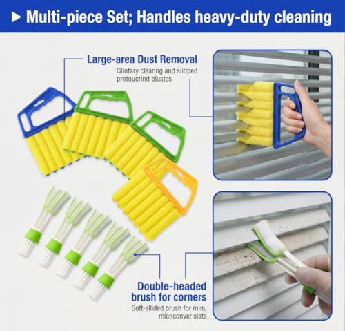 10 Pcs Blind Cleaner Duster Tool, 5 Washable 7-Fingers Dusters Cleaners and 5 Air Vent Cleaners for Venetian, Window Blinds Cleaning Set for Air Conditioner and Fans Vents