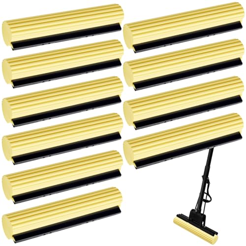 Willinglong 10 Pcs Roller Mop Refill Bulk Absorbent PVA Sponge Mop Head Replacement for Home Bathroom Business Garage Kitchen Cleaning (Yellow) - color: Yellow