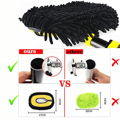 MVEQRRN Upgrade Car Wash Brush Mop with Long Handle,Microfiber Mitt Car Cleaning Supplies Kit Car Wash Kit Tools Accessories - color: Yellow-001