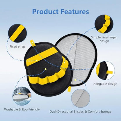Pet Hair Removal Glove for Dogs & Cats, Reusable Washable Electrostatic Pet Hair Remover Glove, Pet Hair Mitt with Finger Straps for Couch, Carpet, Car Seats, Clothes, Furniture, Yellow - color: Yellow