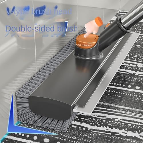Heavy Duty Brush, Long Handle Floor Cleaner, 52.76 x 10.63 x 2.56 Inches Adjustable Scrubber with Stiff Bristles, Multipurpose Cleaning Tool, Hard Brush with Ergonomic Grip, Outdoor Floor