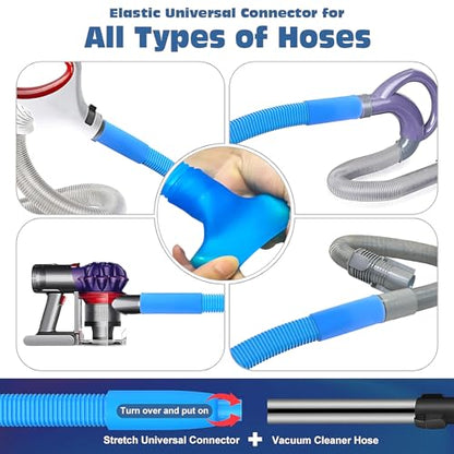 3 Pieces Dryer Vent Cleaner Kit: Vacuum Hose With Brush & Gloves Fits for Vacuums Cleaner, Refrigerator Condenser Coils, Tight Spaces Behind Appliances, Deep Cleaning Tools for Clogged Ducts-Blue - color: Blue( hose brushes Gloves)