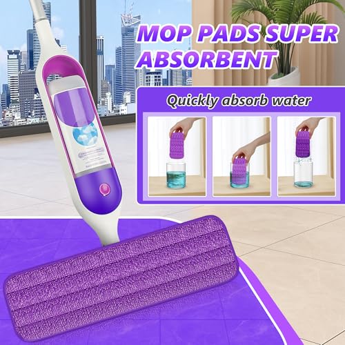 EXEGO 6 Count Reusable Microfiber Mop Pads for Swiffer PowerMop - Power Mop Pads Refills for 13 ''-15 '' Spray Mop, Hard Wood Floor Mop Pads Refills Machine Washable for Multi-Surface Floor Cleaning