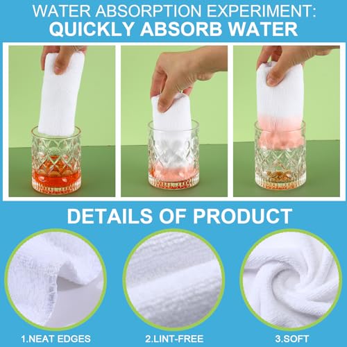 Nuenen Microfiber Cleaning Cloths for Cars 16 x 16 Inch Ultra Absorbent Car Towels Drying Reusable Cleaning Supplies House Kitchen Window Microfiber Towel(White,60 Pcs) - color: White