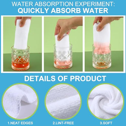 Nuenen Microfiber Cleaning Cloths for Cars 16 x 16 Inch Ultra Absorbent Car Towels Drying Reusable Cleaning Supplies House Kitchen Window Microfiber Towel(White,60 Pcs) - color: White
