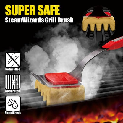GRILLART Grill Brush Bristle Free, Replaceable BBQ Cleaning Pad (No Handle), Safe Replacement Cleaning Pad/Head for Cast Iron/Stainless Steel Grates - Deep-Reach - color: Yellow