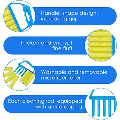 4 Pcs Window Venetian Blind Cleaner Duster Tool 7 Finger Blind Rush and Shutter Cleaner Brush Hand-held Window Shutter Air Conditioner Duster for Dirt(Green, Blue) - color: Green, Blue