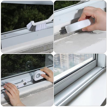 2Pcs 2 in 1 Groove Cleaning Brush Window Track Cleaning Tool Kitchen Scrub Brush Right Angle Scrub Brushes Multifunction Crevice Brushes with Hidden Scraper for Sliding Door Track Small Space Sink
