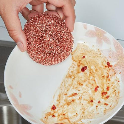 Dishwashing Brush | Dish Cleaning Brush Kitchen Scrub Pads | 2 Pieces Copper Wire Pot Scrubbers Cleaning Supplies, Dishwashing Sponge for Pots Pans Sink Grill Oven Bathroom