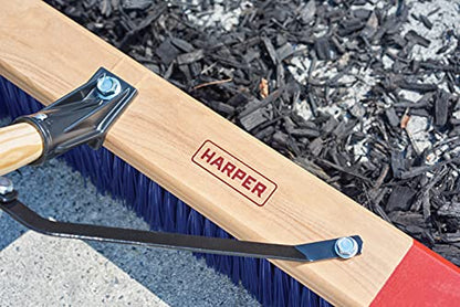 Harper 24 Inch Push Broom with Stiff Bristles, Premium Heavy Duty Outdoor Wet/Dry Rough-Surface, for Mulch, Gravel, Oil Dry, Dirt, Soil, with Long Wooden Handle - style: Premium Outdoor Wet/Dry Rough-Surface Push Broom