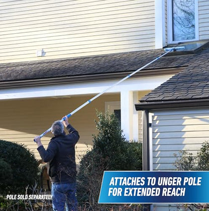 Unger Professional Connect and Clean 18” Proflex 2-in-1 Squeegee and Scrubber, High Access Window Cleaning Tool with Pivoting Head, Commercial and Residential Use, Reusable Microfiber Sleeve - style: ProFlex Window Cleaner II