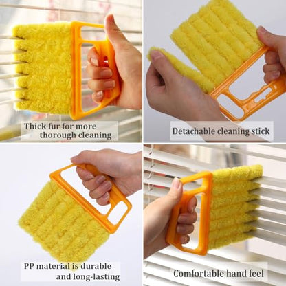 Shutter Brush Window Blind Cleaning Brush, 2 PCS Venetian Blind Cleaner Brush, Microfiber Duster Tool for Window Blinds,Air Vents, Keyboard, Car AC, Washable Reusable Gap Cleaning Brushes (Orange) - color: Orange