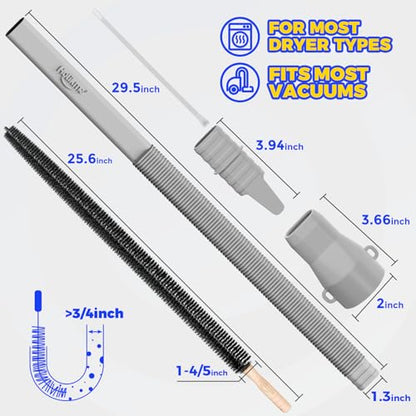 Holikme Dryer Vent Cleaner Kit 2 Pieces - Upgraded Dryer Lint Screens Cleaner Brush Part,Compatible with Most Vacuum Cleaner,Vacuum Hose Attachment & Refrigerator Coil Brush,Quickly Lint Remove,Gray - color: Gray