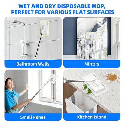 No-Touch Disposable Dust Mop with 5 Reusable Cloths, Mini Lazy Mop Wet and Dry Sweeper, Hands-Free Press Lock Flat Mop for Small Spaces, 1 Second Installation - color: 1 Pack With 5 Reusable Cloths