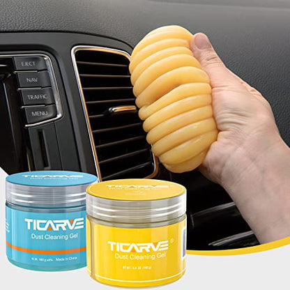 TICARVE 2Pack Cleaning Gel for Car Putty Car Cleaning Auto Gel Detail Tools Car Interior Cleaner Universal Dust Removal Gel Car Vent Cleaner Keyboard Cleaner Blue Yellow (320g/11.2oz) - color: Blue+Yellow