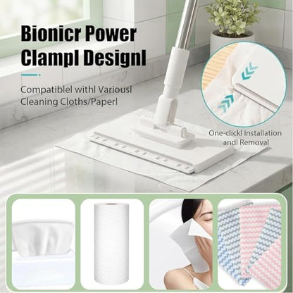 Wall Cleaner Mop for Hard-to-Reach Areas | Zero-Touch Cloth Changing | 39" Extendable Handle 360° Swivel Head Multi-Surface Dust Mop for Bathroom Wall Floor Gap Cleaning (1 mini mop+10 Cloths) - size: 1 mini mop+10 cloths