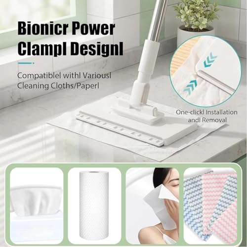 Wall Cleaner Mop for Hard-to-Reach Areas | Zero-Touch Cloth Changing | 39" Extendable Handle 360° Swivel Head Multi-Surface Dust Mop for Bathroom Wall Floor Gap Cleaning (1 mini mop+5 Cloths) - size: 1 mini mop+5 cloths