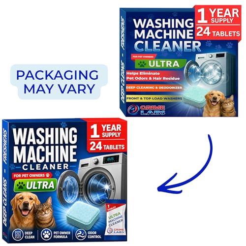 Washing Machine Cleaner Ultra – Pet Owners Edition | Deep Cleaning & Freshening | Removes Odors & Residue from Pet Laundry | Front & Top Load Washers HE Supported | 24 Tablets 1 Year Supply GRIME LABS - style: ULTRA Washing Machine Pet Owners