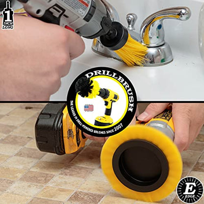 Tile and Grout Cleaning Drill Brush Set - 3 pack Drill Brush Power Scrubber Cleaning Brush Yellow Medium Stiffness - Shower Floor Scrub Brush for Drill - Bathroom Scrub Brush for Drill - Crevice Brush - color: Yellow