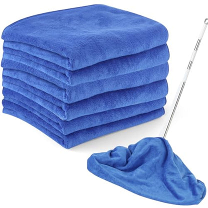 6 Pack Extra Large Microfiber Cleaning Cloths 20"x30", Lint-Free Reusable Towels for Home, Glass, Windows, Office, Kitchen, Bathroom – Blue Set - color: Blue