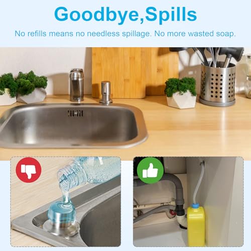 Soap Dispenser Extension Tube Kit, 47" Long Under Sink Soap Dispenser Tube kit with Check Value, Dish Soap Dispenser Hose for Kitchen Sink Countertop, No More Refilling A Tiny Bottle